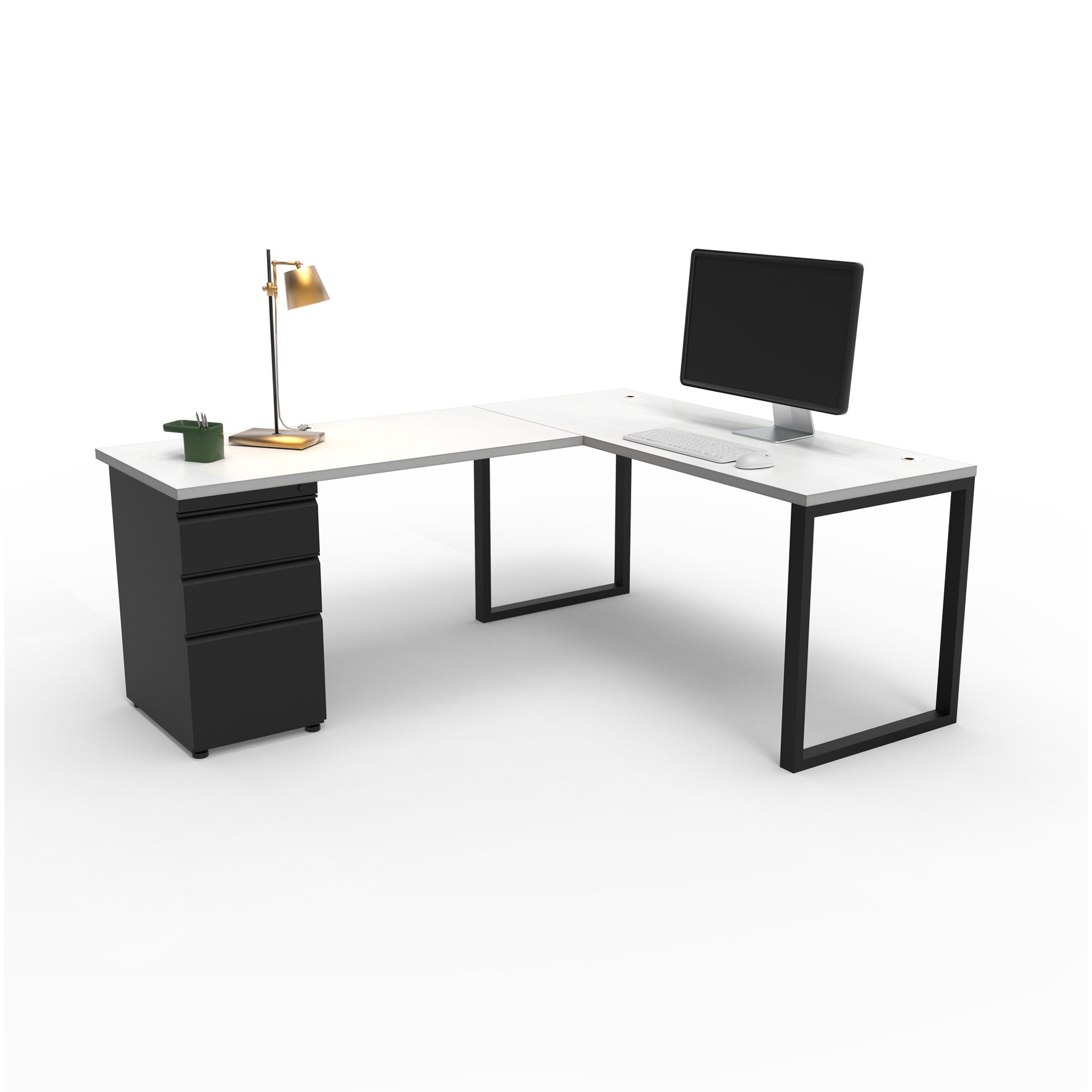 Connect it Desking Basic LSet Desk, 66 x 30 Main, 48 x 24 Return and