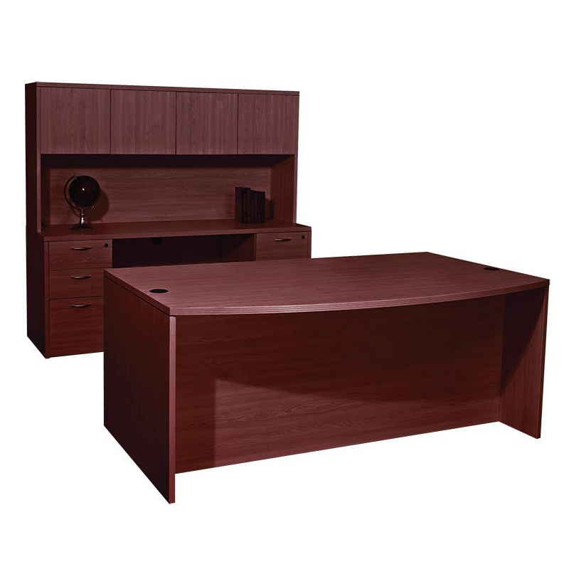 Ntyp11 Nexus Reeded Laminate Executive, Office Desk With Credenza And Hutch