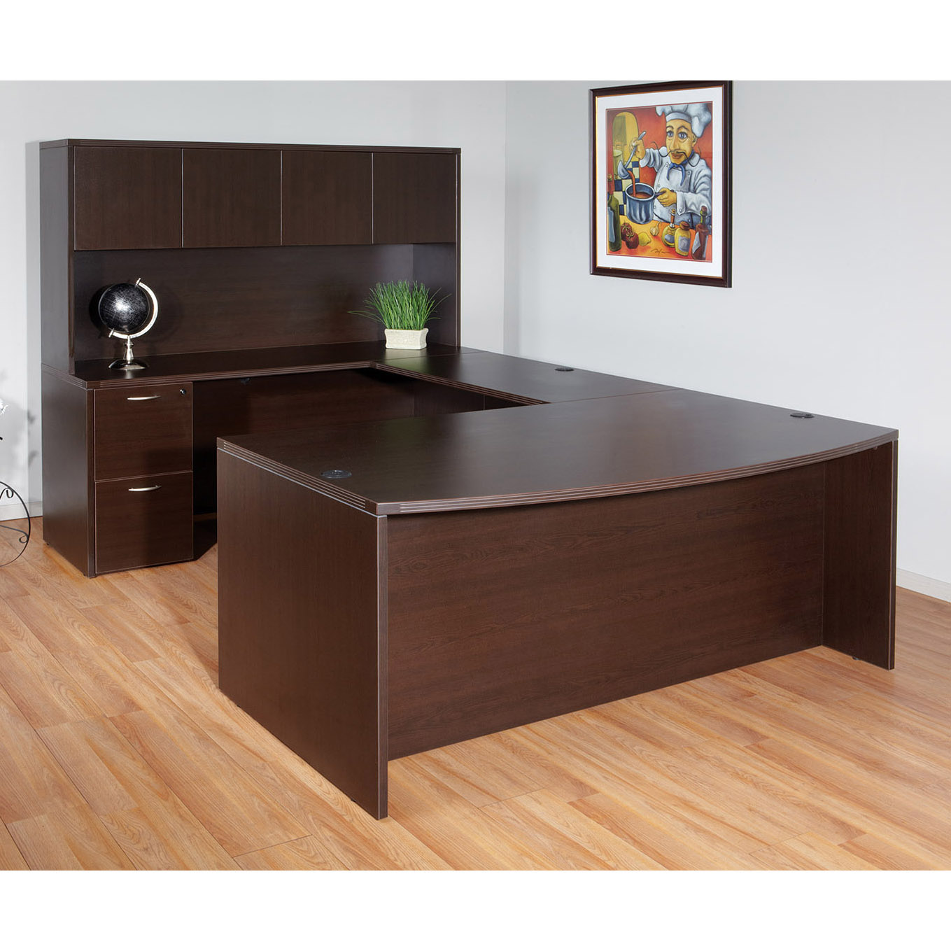 Nexus Laminate Bow Front U-Shape Desk with Hutch and ...