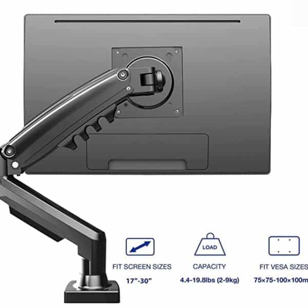 Stretch Series Single Monitor Arm, Spring Assist Lift, Black OFD301BLK