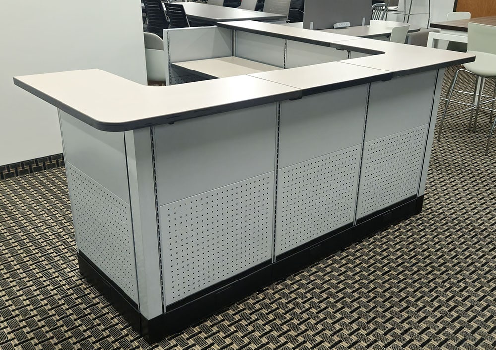 Reception Station 6 x 6 Metal Tile 39 High-Web U2M66RECP-BS - Ultra2 Metal Panel Reception Station with Transaction Tops, 6 x 6 with BBF Ped (CloseOut) - Image 1