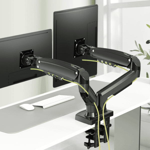 Stretch Series Dual Monitor Arms, Spring Assist, Black OFD302BLK