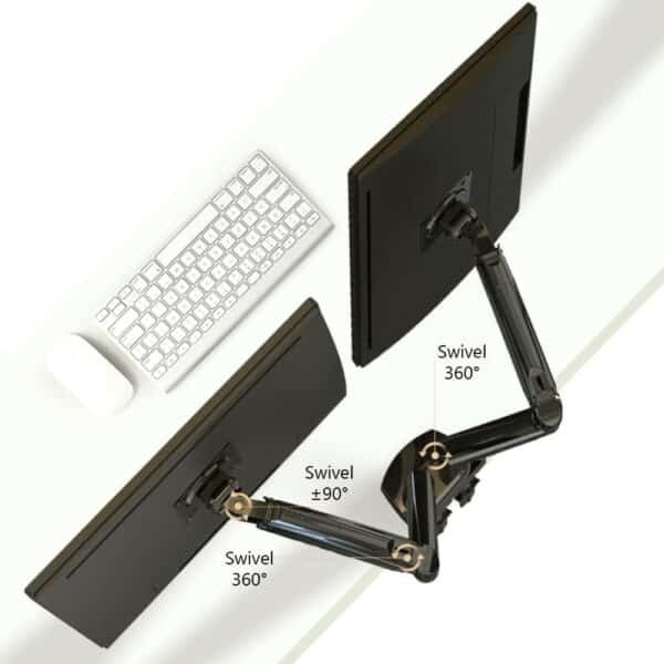 Stretch Series Dual Monitor Arms, Spring Assist, Black OFD302BLK