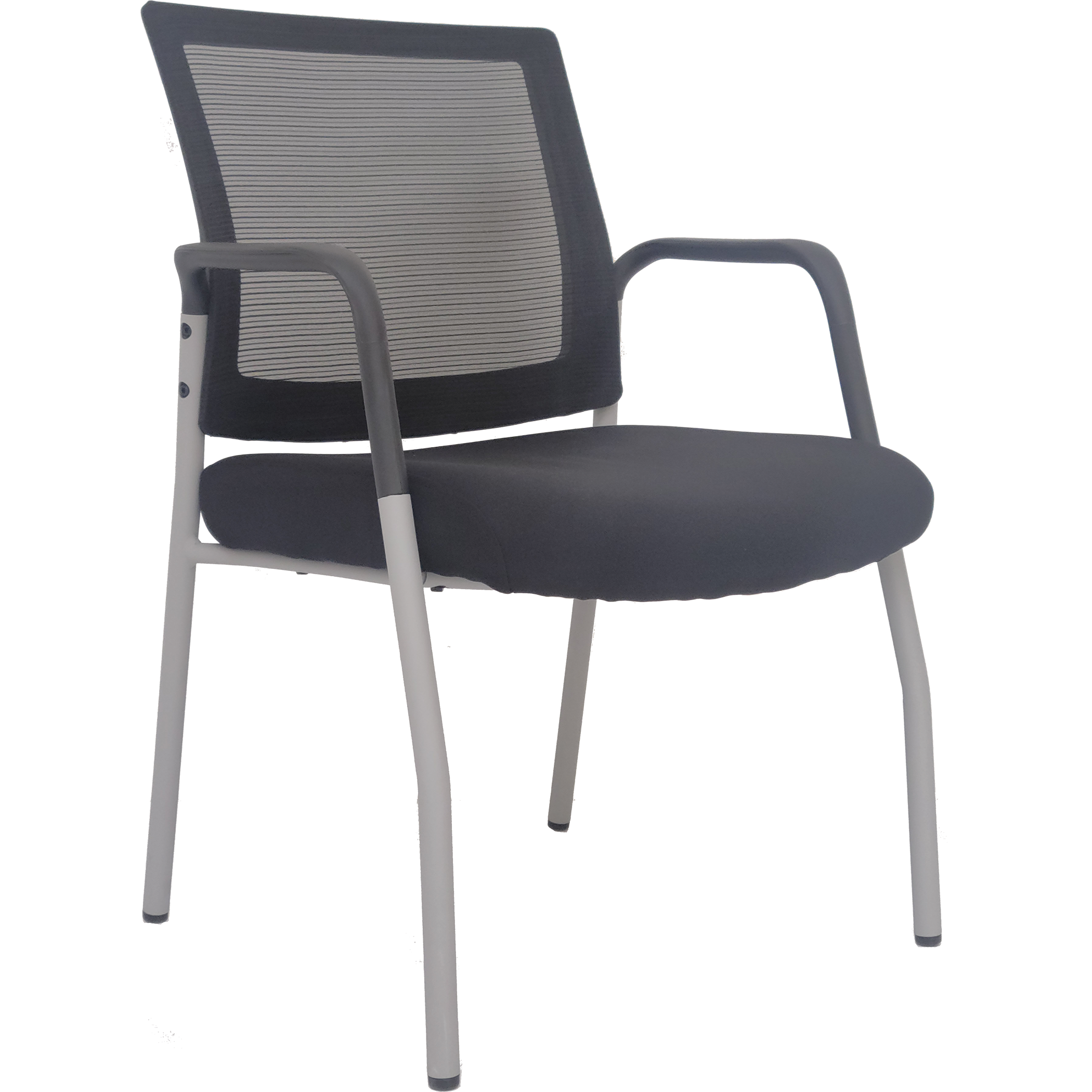 MI1500S Silver Frame Visitors Chair with Arms and Black Mesh Back ...