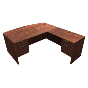 UTYP305BCHY - Ultra Laminate Bow Front L-Shape Desk with Double Hanging Box/File Pedestals - Cherry