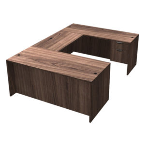 UTYP413B-WAL - Ultra Laminate U-Shape Desk with Double Hanging Box/File Pedestals - Walnut Strand